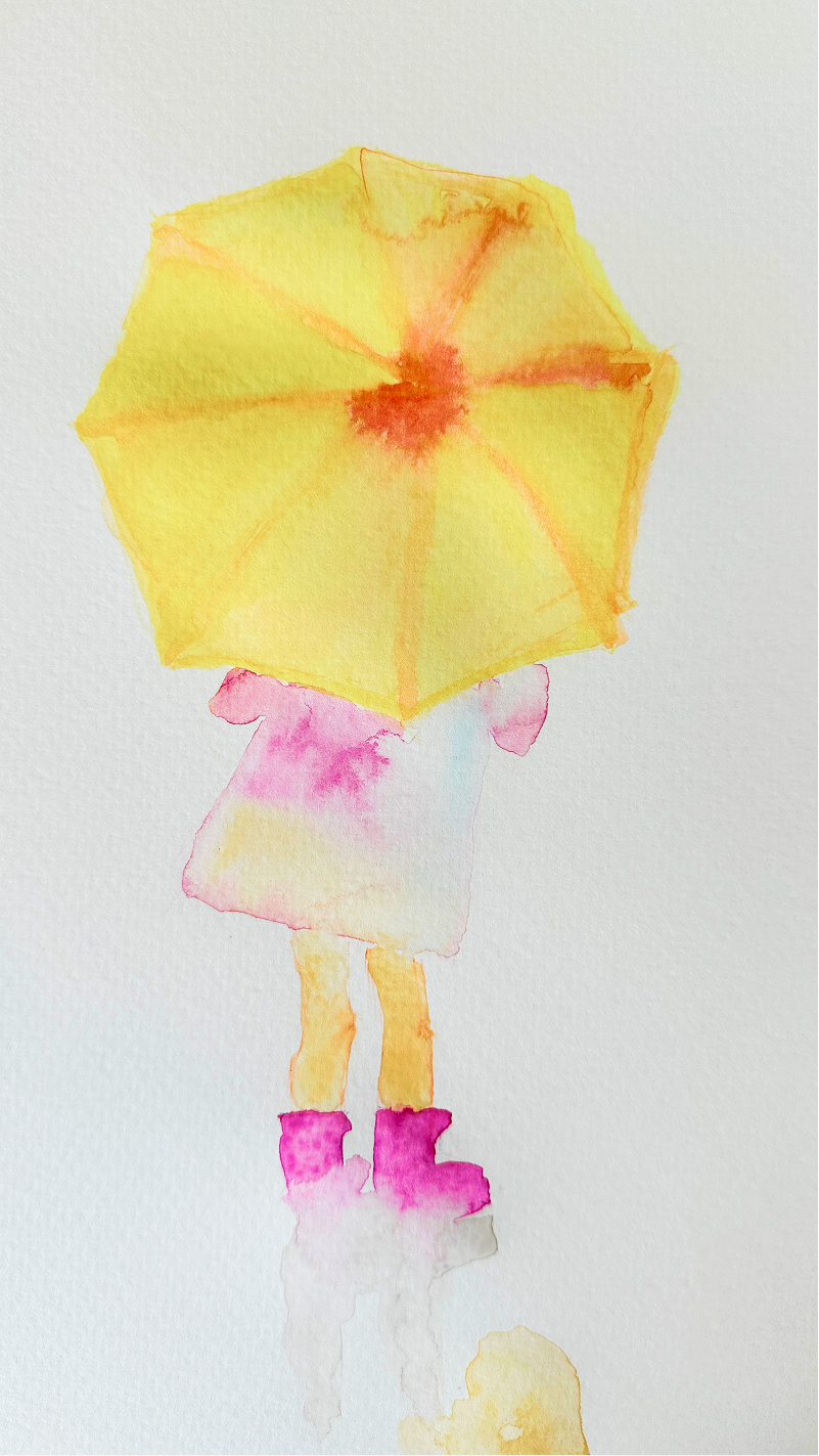 kresba holčičky s deštníkem